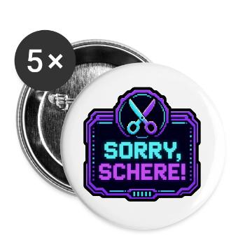 Sorry Schere Retro Arcade Game Over Pixel Shirt - Buttons groß 56 mm (5er Pack) - Weiß - Vorne
