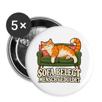 Katzensofa Spruch: Sofa Belegt - Buttons groß 56 mm (5er Pack) - Weiß - Vorne