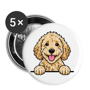 Goldendoodle - Buttons groß 56 mm (5er Pack) - Weiß - Vorne