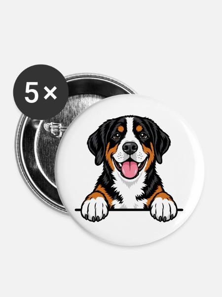 Grosser Schweizer Sennenhund - Buttons groß 56 mm (5er Pack) - Weiß