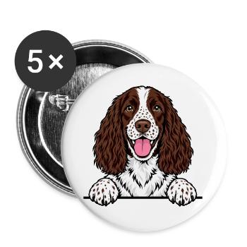 English Springer Spaniel - Buttons groß 56 mm (5er Pack) - Weiß - Vorne