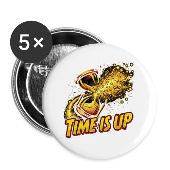 Time Is Up – Explodierende Sanduhr Comic Style    - Buttons groß 56 mm (5er Pack) - Weiß - Vorne