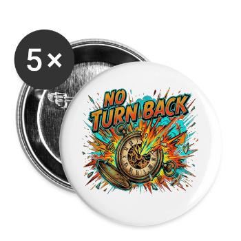 No Turn Back Explodierende Uhr - Buttons groß 56 mm (5er Pack) - Weiß - Vorne