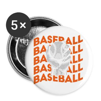  Baseball Softball Baseball Baseballspieler - Buttons groß 56 mm (5er Pack) - Weiß - Vorne