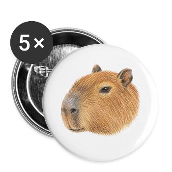 Capybara-Kopfporträt von Cabiai - Buttons groß 56 mm (5er Pack) - Weiß - Vorne