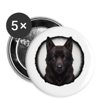 schwarz brauner schäferhund - Buttons groß 56 mm (5er Pack) - Weiß - Vorne