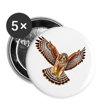 Bussard - Buttons groß 56 mm (5er Pack) - Weiß - Vorne