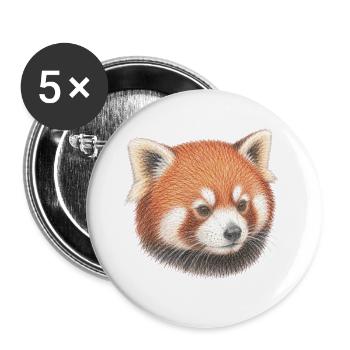 Kopfporträt des roten Pandas - Buttons groß 56 mm (5er Pack) - Weiß - Vorne