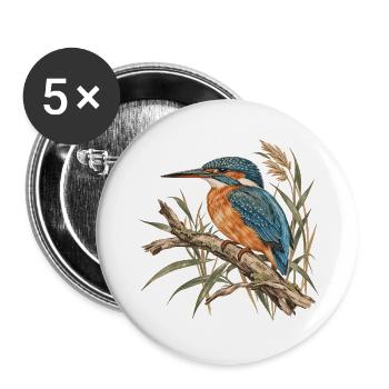 Königsfischer Aquarell Naturdesign - Buttons groß 56 mm (5er Pack) - Weiß - Vorne