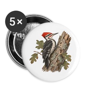 Kiefernspecht im Herbstlaub - Buttons groß 56 mm (5er Pack) - Weiß - Vorne