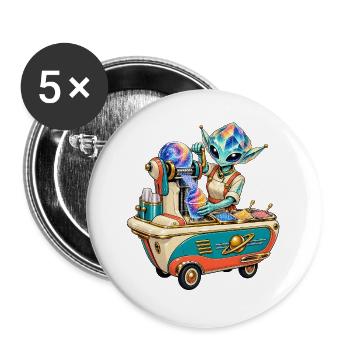 Galaktischer Eiszauber Barkeeper - Buttons groß 56 mm (5er Pack) - Weiß - Vorne