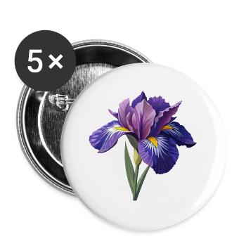 Irisblume - Buttons groß 56 mm (5er Pack) - Weiß - Vorne