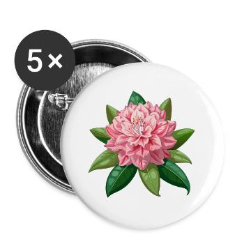 Rhododendronblüte - Buttons groß 56 mm (5er Pack) - Weiß - Vorne