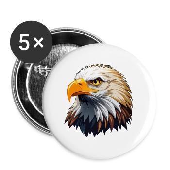 Kopf des Weißkopfseeadlers - Buttons groß 56 mm (5er Pack) - Weiß - Vorne