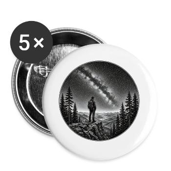 Nachtwanderer unter Milchstraße - Buttons groß 56 mm (5er Pack) - Weiß - Vorne