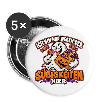 Halloween-Geist auf Süßigkeitenjagd - Buttons groß 56 mm (5er Pack) - Weiß - Vorne