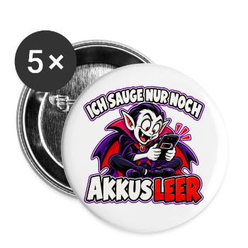 Halloween-Vampir – Ich sauge nur noch, Akkus leer - Buttons groß 56 mm (5er Pack) - Weiß - Vorne