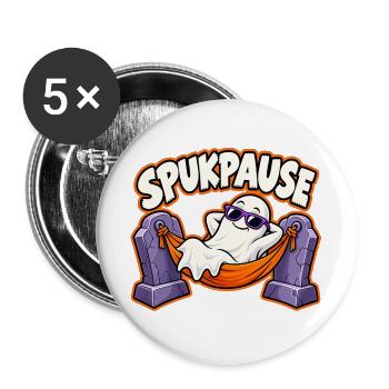 Spukpause – Geist in der Hängematte - Buttons groß 56 mm (5er Pack) - Weiß - Vorne