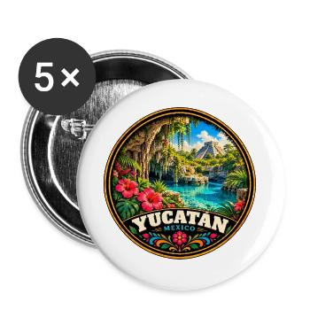 Yucatan Mexiko Maya Pyramide Dschungel Urlaub - Buttons groß 56 mm (5er Pack) - Weiß - Vorne