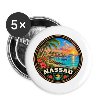 Nassau Bahamas Strand Urlaub Tauchen Korallenriff - Buttons groß 56 mm (5er Pack) - Weiß - Vorne