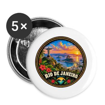 Rio de Janeiro Brasilien Stadt Küste Sonnenunterga - Buttons groß 56 mm (5er Pack) - Weiß - Vorne