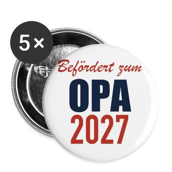 Befördert zum Opa 2027 - Buttons groß 56 mm (5er Pack) - Weiß - Vorne