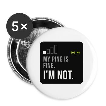 Ping Not Fine Tech-Meme - Buttons groß 56 mm (5er Pack) - Weiß - Vorne