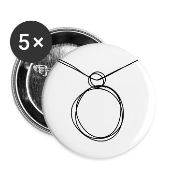 Medaillon handgezeichnet - Buttons groß 56 mm (5er Pack) - Weiß - Vorne