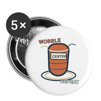 Töpferscheibe — Wackeln, zentrieren, wiederholen - Buttons groß 56 mm (5er Pack) - Weiß - Vorne