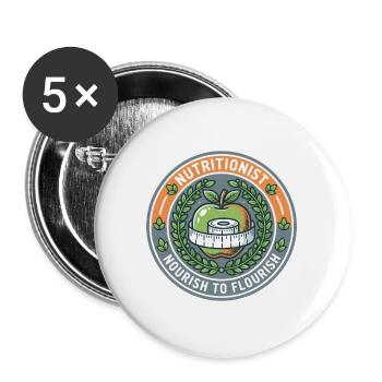 Ernährungsberater – Ernährung, um zu gedeihen, Apfelabzeichen-Geschenk - Buttons groß 56 mm (5er Pack) - Weiß - Vorne
