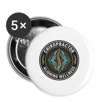 Chiropraktiker Ausrichtung Wellness-Wirbelsäulenabzeichen Geschenk - Buttons groß 56 mm (5er Pack) - Weiß - Vorne
