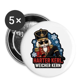 Harter Kerl weicher Kern Nussknacker Cool Shirt - Buttons groß 56 mm (5er Pack) - Weiß - Vorne