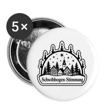 Schwibbogen Stimmung Erzgebirge Weihnachten Shirt - Buttons groß 56 mm (5er Pack) - Weiß - Vorne