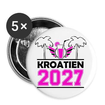 2027 Kroatien - Buttons groß 56 mm (5er Pack) - Weiß - Vorne