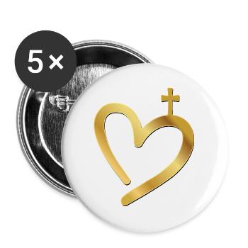 Christliches Kirchenkreuz - Buttons groß 56 mm (5er Pack) - Weiß - Vorne