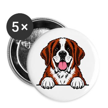 Bernhardiner - Buttons groß 56 mm (5er Pack) - Weiß - Vorne