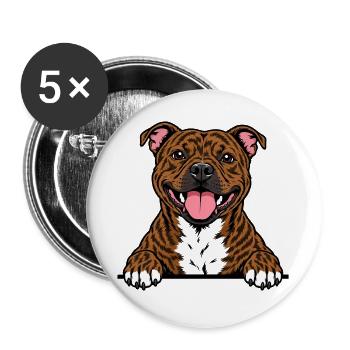 Staffordshire Bull Terrier - Buttons groß 56 mm (5er Pack) - Weiß - Vorne