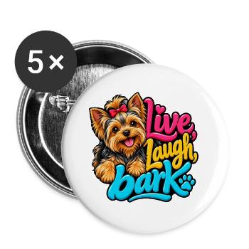 Yorkshire Terrier - Buttons groß 56 mm (5er Pack) - Weiß - Vorne