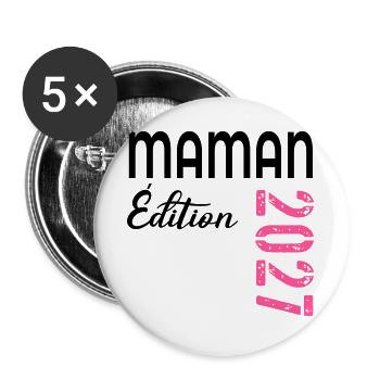 Schwangerschaft ankündigen, Mom Baby 2027, Frankreich - Buttons groß 56 mm (5er Pack) - Weiß - Vorne
