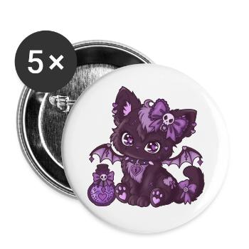 VampiKätzchen  - Buttons groß 56 mm (5er Pack) - Weiß - Vorne