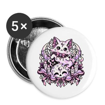  Pastell-goth-geisterkatzen-mond-kerzen Mit - Buttons groß 56 mm (5er Pack) - Weiß - Vorne