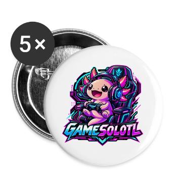  Gamesolotl Axolotl Spieler Cyberpunk - Buttons groß 56 mm (5er Pack) - Weiß - Vorne