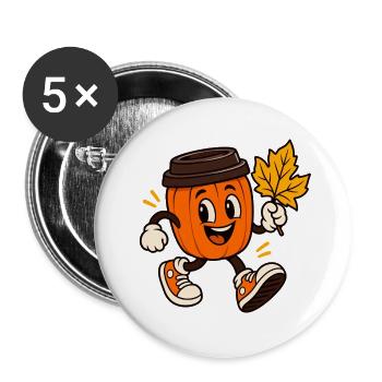 Becher-Kürbis - Buttons groß 56 mm (5er Pack) - Weiß - Vorne