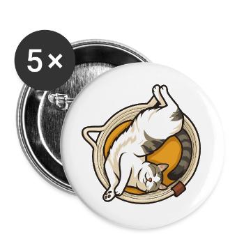 Katze - Buttons groß 56 mm (5er Pack) - Weiß - Vorne