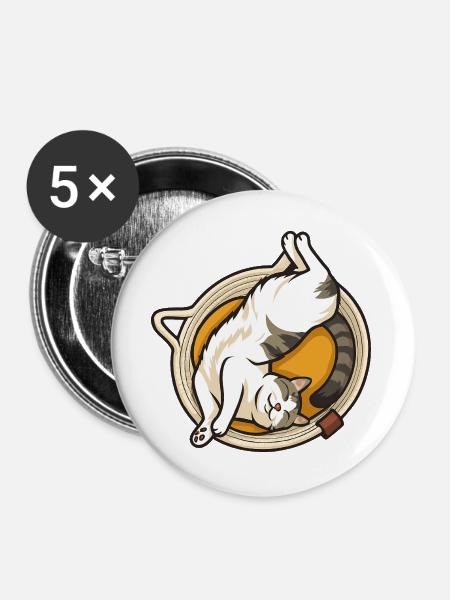 Katze - Buttons groß 56 mm (5er Pack) - Weiß