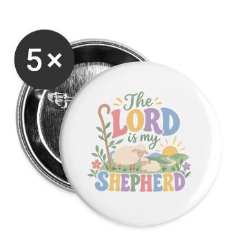 Der Herr ist mein Hirte - Buttons groß 56 mm (5er Pack) - Weiß - Vorne