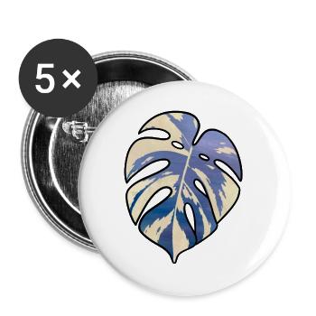 Blaues Tropisches Monsterablatt - Buttons groß 56 mm (5er Pack) - Weiß - Vorne