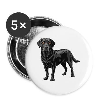 Schwarzer Labrador Retriever - Buttons groß 56 mm (5er Pack) - Weiß - Vorne