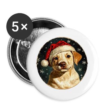 Border Collie Weihnachten - Buttons groß 56 mm (5er Pack) - Weiß - Vorne