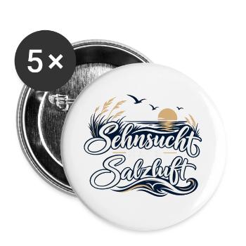 Sehnsucht nach Salzluft - Buttons groß 56 mm (5er Pack) - Weiß - Vorne